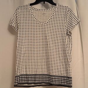 LOFT Black and White Polka Dot Short Sleeve Tee